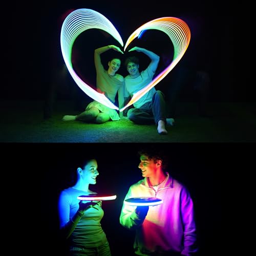TOSY Flying Disc - 16 Million Color RGB or 36 LEDs, Extremely Bright, Smart Modes, Auto Light Up, Rechargeable, Easter, Birthday & Camping Gift for Men/Boys/Girls/Teens/Kids, 175g