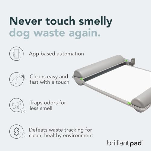 BrilliantPad Smart Indoor Dog Potty for Small Pets | Self Cleaning with Odor Control, AI Health Monitoring, Puppy Training Alternative to Grass Turf | Includes 1 Absorbent Pad Roll & Smartphone App