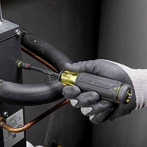 Klein Tools 32304 Screwdriver, 14-in-1 Adjustable Screwdriver with Flip Socket, HVAC Nut Drivers and Bits, Impact Rated