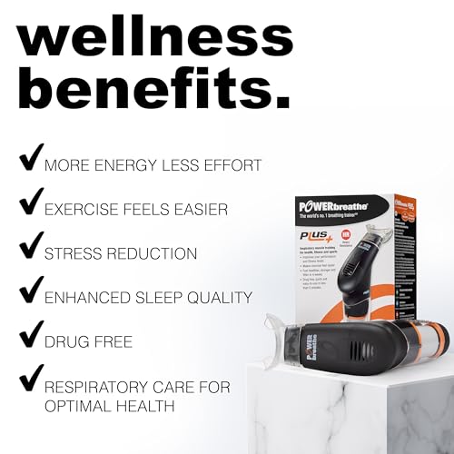 POWERbreathe - Breathing Exercise Device, Breathing Trainer and Therapy Tool to Strengthen Breathing Muscles and Help Lung Capacity, Handheld Inspiratory Muscle Trainer - Black, Medium Resistance