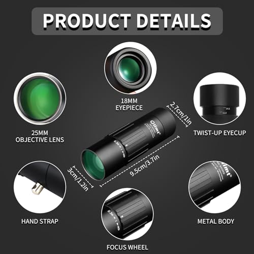 Olimt 8x25 Monocular Telescope Mini Pocket Monocular Compact Monoculars for Adults