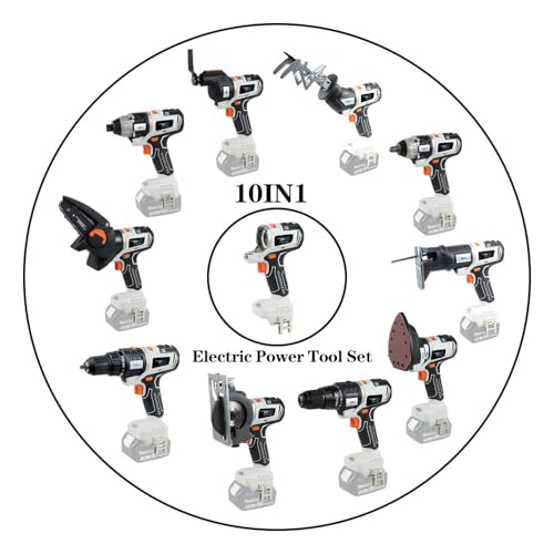 20V 10 Piece Power Tool Kit, Cordless Power Tool Kits, with 2 x 4.0Ah Batteries and Charger in Case, Brushless Power Tool Combo Kit for DIY Projects, Tool Set