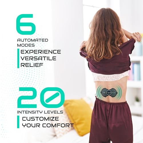 Pro 1000 Wireless Tens Unit for Pain Relief - Mini Tens Massager Portable Electric Muscle Stimulator - Deep Tissue EMS Pain Management Device - Pulse Therapy for Back Shoulder Neck Leg Arm (2 Pads)