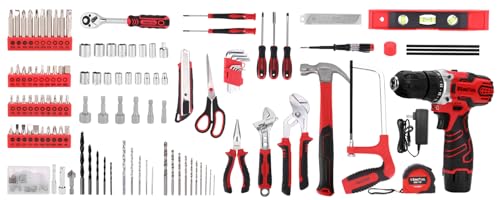 KingTool 276-Piece Tool Set Kit - Tool kit with 12V Cordless Power Drill Driver Toolbox Storage Case with Drawer, Drill Set Perfect for Homeowner, Diyer, Handyman