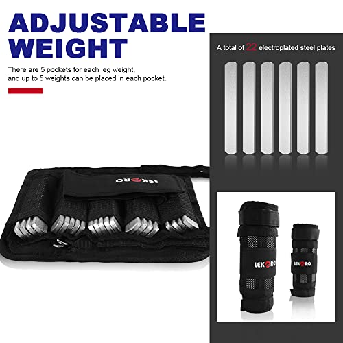 Adjustable Ankle Weights, Leg Weights, Removable Ankle Weights for Men Women, for Running, Walking, Jogging, Workout, Fitness, 1Pair 2 Pack (Max 22 LBS)