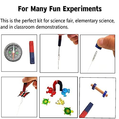 Physics Science Magnets Kit for Education Science Experiment Tools Icluding Bar/Ring/Horseshoe/Compass Magnets