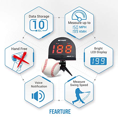 NetPlayz Baseball Radars, Speed Sensors Training Equipment (Hands-Free Radar Guns, Pitching Speed Guns | Baseball Gifts, High-Tech Gadget & Gear for Baseball Players