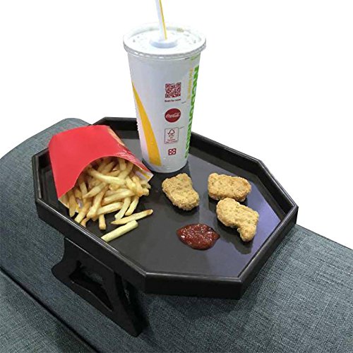 Xchouxer Sofa Arm Clip Table, Armrest Tray Table, Drinks/Remote Control/Snacks Holder, 9 in x 12.3 in x 4.5 in … (Cherry Brown)