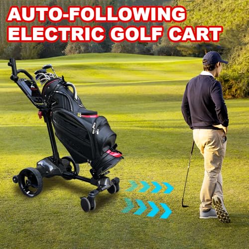 Icango caddy G3 Electric Golf cart,Electric Golf Caddy That Follows You,Anti-Tipping, 45H Battery, 3-Motion Folding Design, All-Terrain (App/Remote/Manual Control), Black