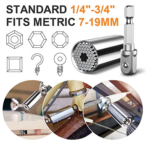 Fathers Day Dad Gifts from Daughters Son Kids Wife Super Universal Socket Tools Gifts for Men Gifts for Dad Grip Set with Power Drill Adapter Cool Stuff Ideas Gadgets for Men Gifts for Women Husband