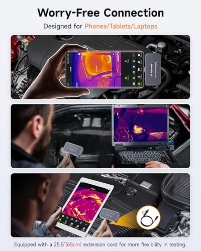 FOXWELL RT100 Thermal Camera for Android (USB-C) Smartphones, 256x192 Super IR Resolution Thermal Imaging Camera, -4°F to 1022°F Thermal Imager for Home/HVAC/Electrical/Plumbing/Automotive Inspection