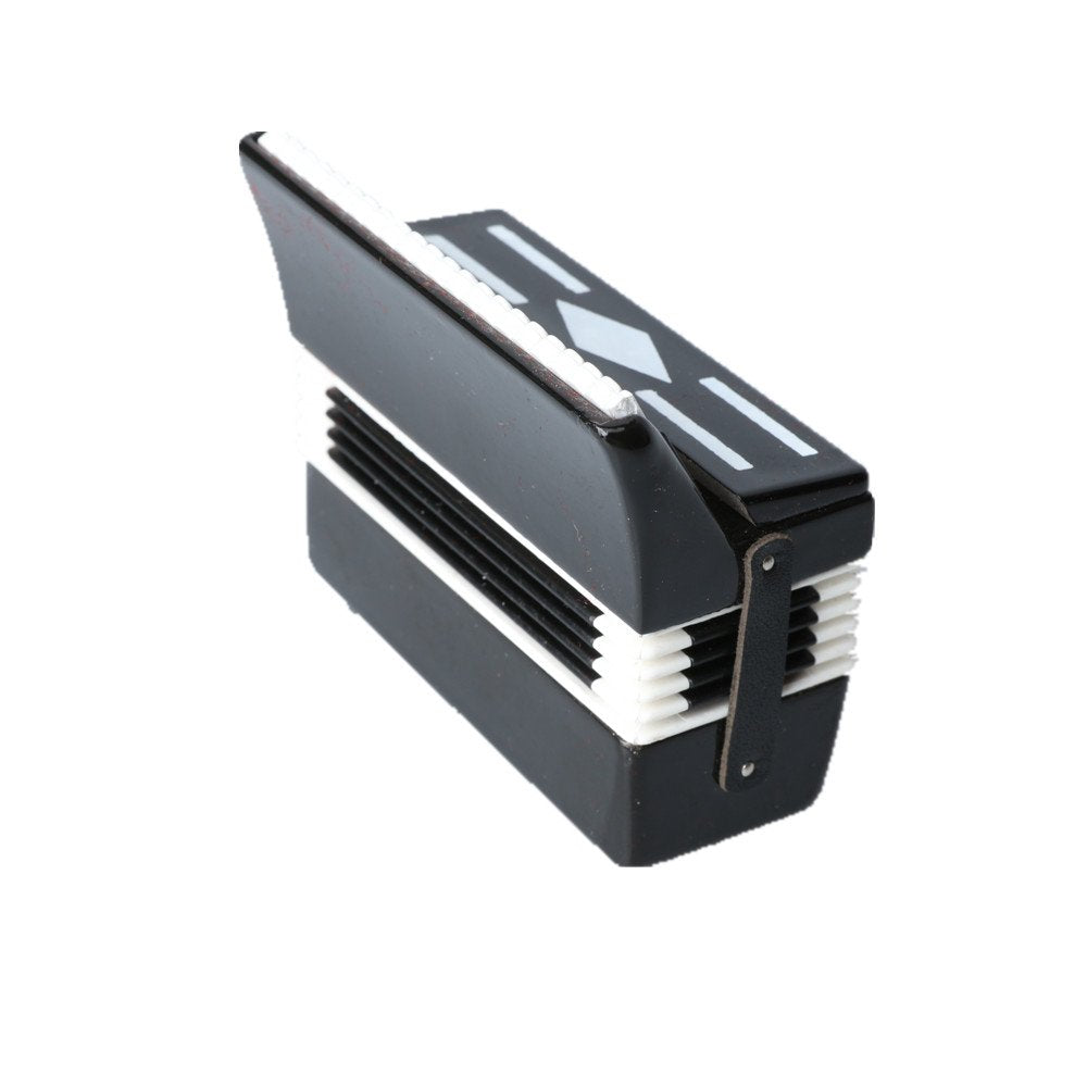 Dselvgvu Miniature Accordion with Case Mini Musical Instrument Accordion Replica Collectible Figurines Dollhouse Accessories Model Home Decoration Display Ornament (Black, 2.76"x2.36"x1.18")