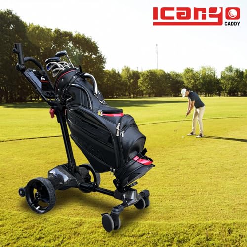 Icango caddy G3 Electric Golf cart,Electric Golf Caddy That Follows You,Anti-Tipping, 45H Battery, 3-Motion Folding Design, All-Terrain (App/Remote/Manual Control), Black