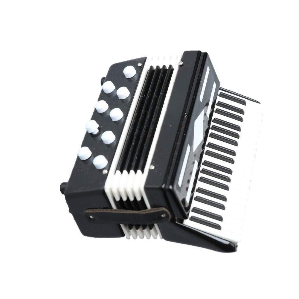 Dselvgvu Miniature Accordion with Case Mini Musical Instrument Accordion Replica Collectible Figurines Dollhouse Accessories Model Home Decoration Display Ornament (Black, 2.76"x2.36"x1.18")