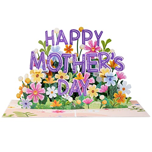 Paper Love Frndly 3D Happy Mothers Day Pop Up Card, Handcrafted - 100% Recycled and Eco-Friendly, 8" x 6" Cover - with Note Tag