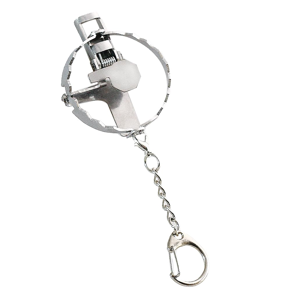 TAOHUAJIANG Mini Bear Trap Keychain - Funny & Cool Mouse Trap Gadget (Stainless Steel, Silver)