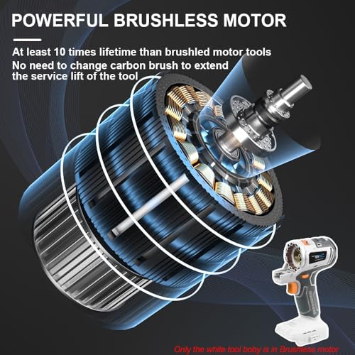 20V 10 Piece Power Tool Kit, Cordless Power Tool Kits, with 2 x 4.0Ah Batteries and Charger in Case, Brushless Power Tool Combo Kit for DIY Projects, Tool Set