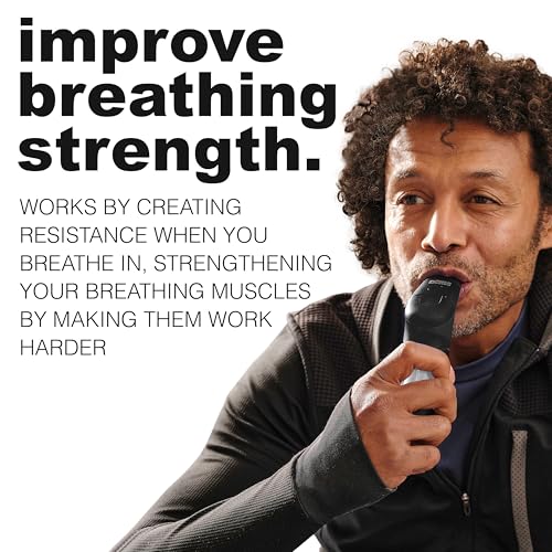 POWERbreathe - Breathing Exercise Device, Breathing Trainer and Therapy Tool to Strengthen Breathing Muscles and Help Lung Capacity, Handheld Inspiratory Muscle Trainer - Black, Medium Resistance