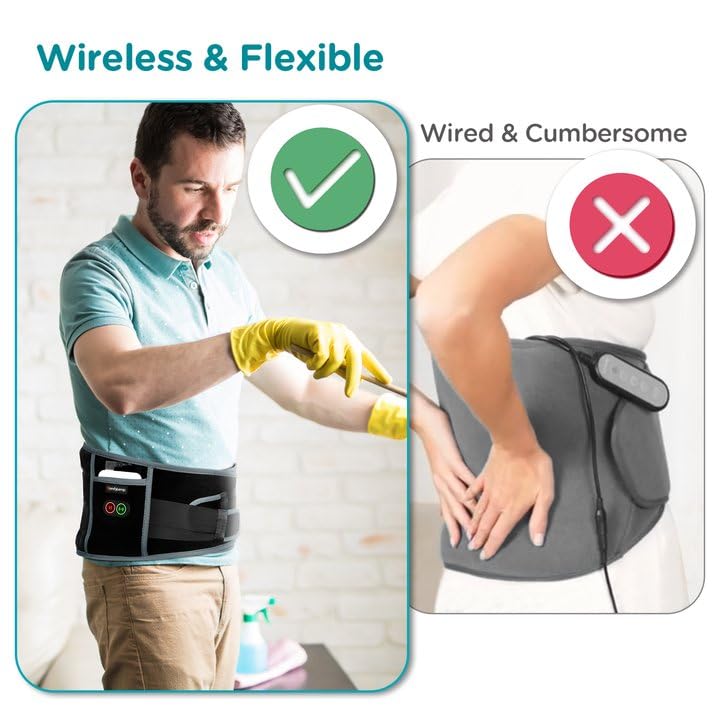 Comfytemp Cordless Heating Pad with Massager for Back Pain Relief, Portable Lower Back Massager FSA HSA Eligible Wearable, Mothers Day Gifts, Birthday Gifts for Women Men Mom Dad, 3 Heat, Auto-Off 58"