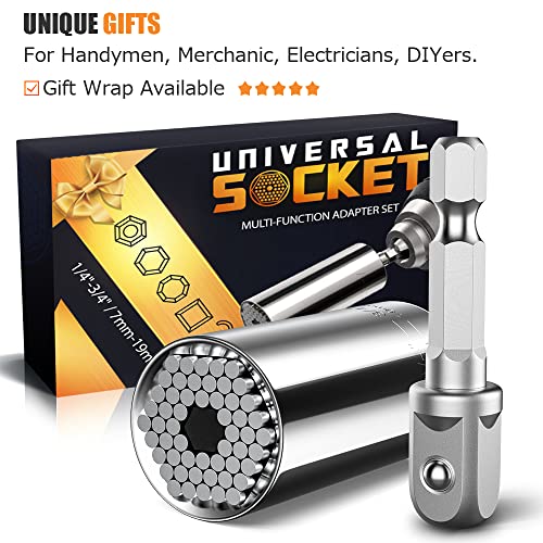 Fathers Day Dad Gifts from Daughters Son Kids Wife Super Universal Socket Tools Gifts for Men Gifts for Dad Grip Set with Power Drill Adapter Cool Stuff Ideas Gadgets for Men Gifts for Women Husband