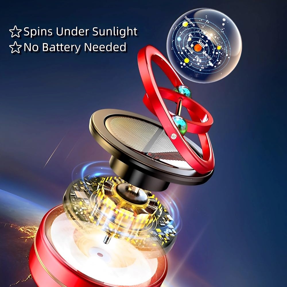 EAONITU Solar System Fidget Spinner, Lucky Car Automotive Dashboard Home Office Decoration Mother's Day Birthday Gift Exchange, Automatic Sun Powered Aroma Diffuser Perfume Not Included (Galaxy Black)