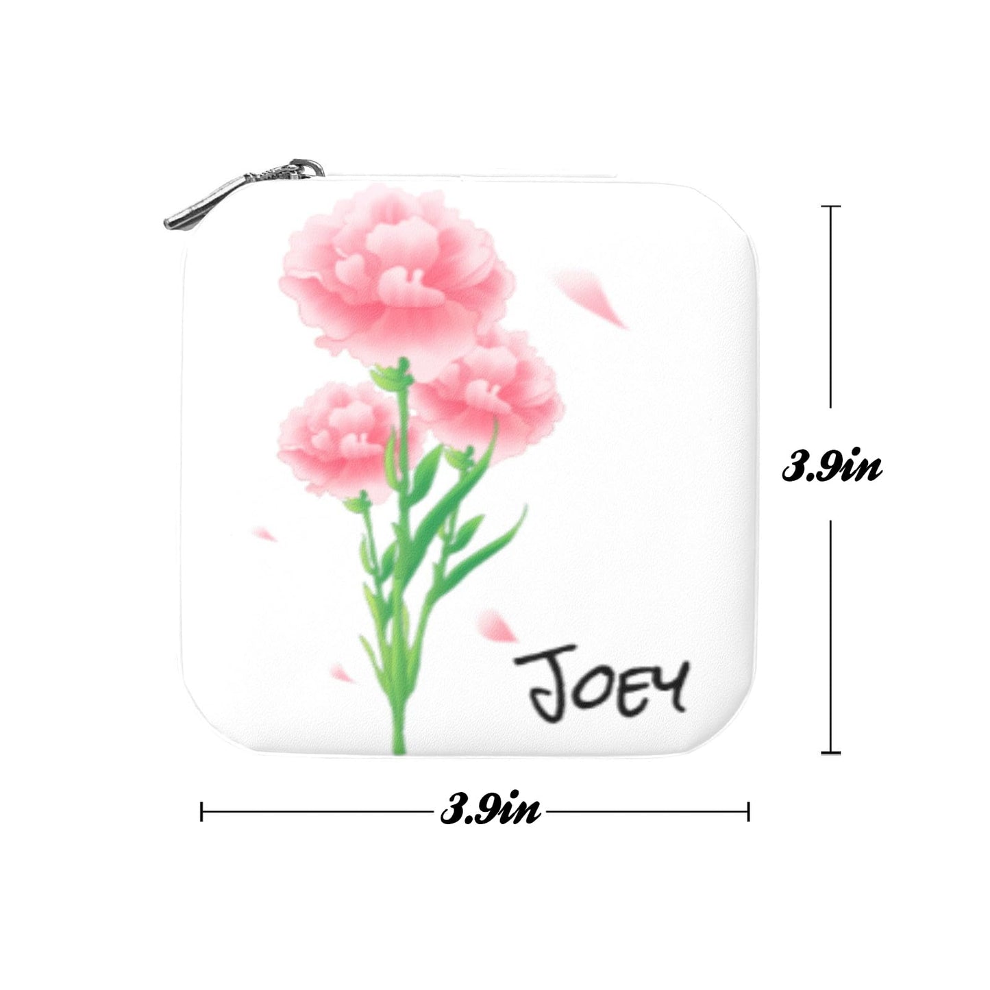 Personalized Jewelry Box With Name and Flower Custom Travel Leather Jewelry Organizer Box for Women Maid of Honor Gifts Birthday Valentine's Day Christmas Gifts for Girls Girfriend Mom