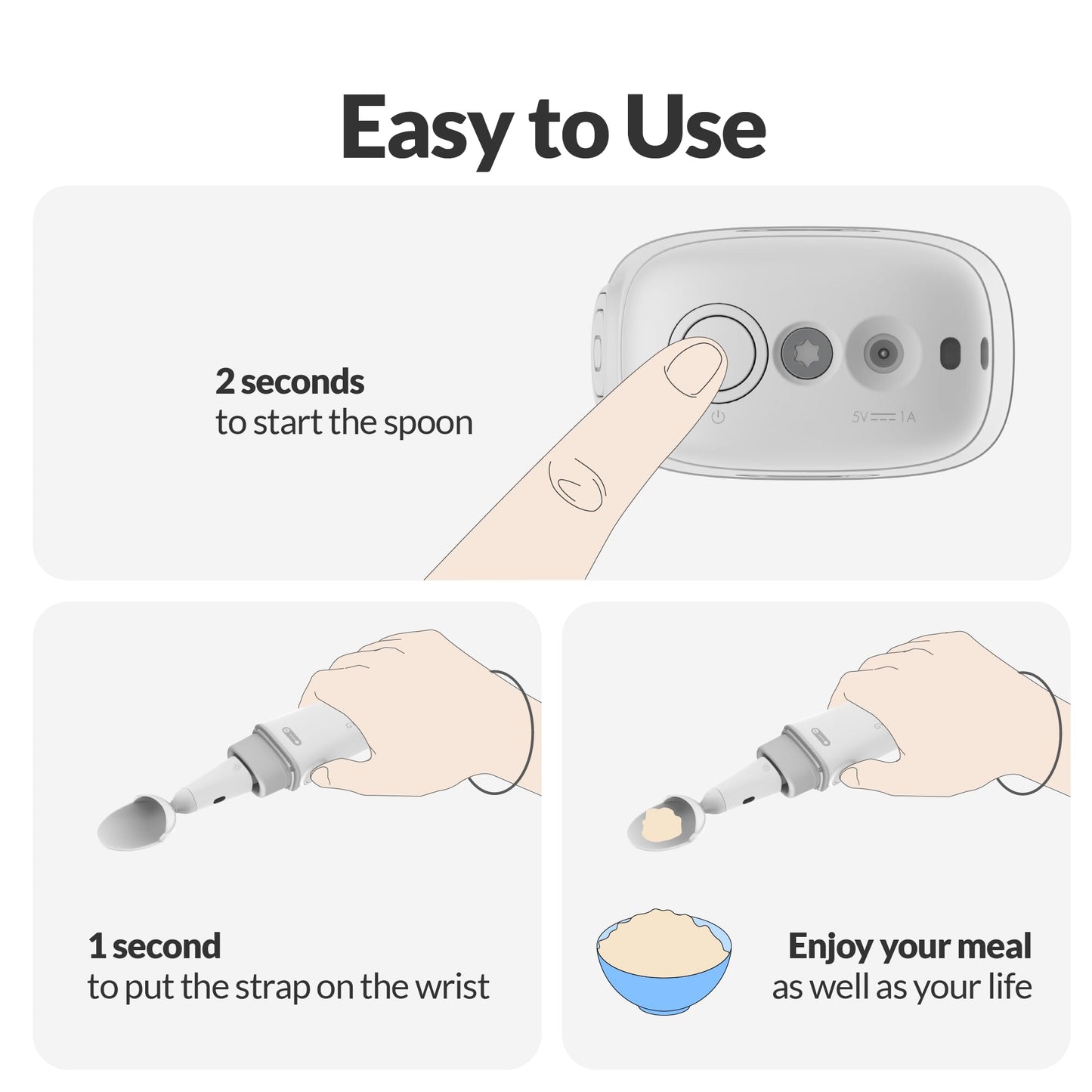 GYENNO Parkinson Spoon for Essential Tremor and Parkinson's Disease, Parkinson Utensil with Active Stabilizing Technology, Adaptive Utensil for Elderly with Intelligent Eating Assistance