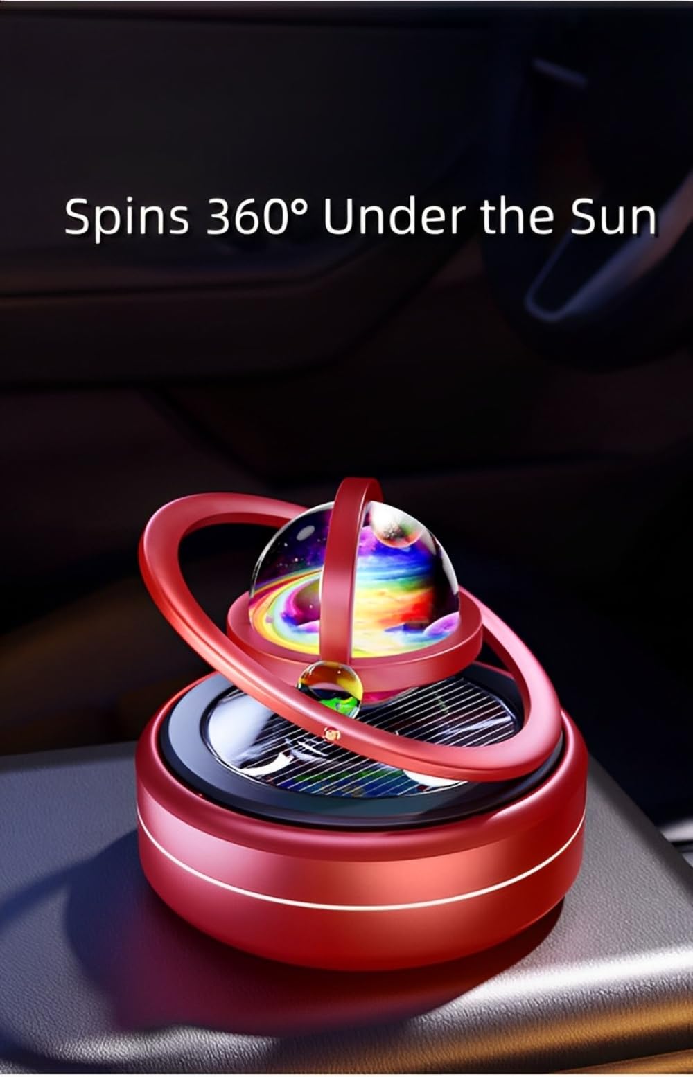 EAONITU Solar System Fidget Spinner, Lucky Car Automotive Dashboard Home Office Decoration Mother's Day Birthday Gift Exchange, Automatic Sun Powered Aroma Diffuser Perfume Not Included (Galaxy Black)
