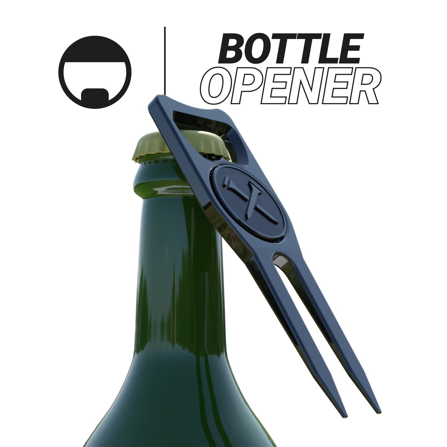 Blue Tees Golf 6-in-1 Premium Divot Tool & Ball Marker - Bottle Opener - Club Tee - Groove Cleaner - Putting Alignment - Designed to Be the Ultimate Tool for the Green - Black