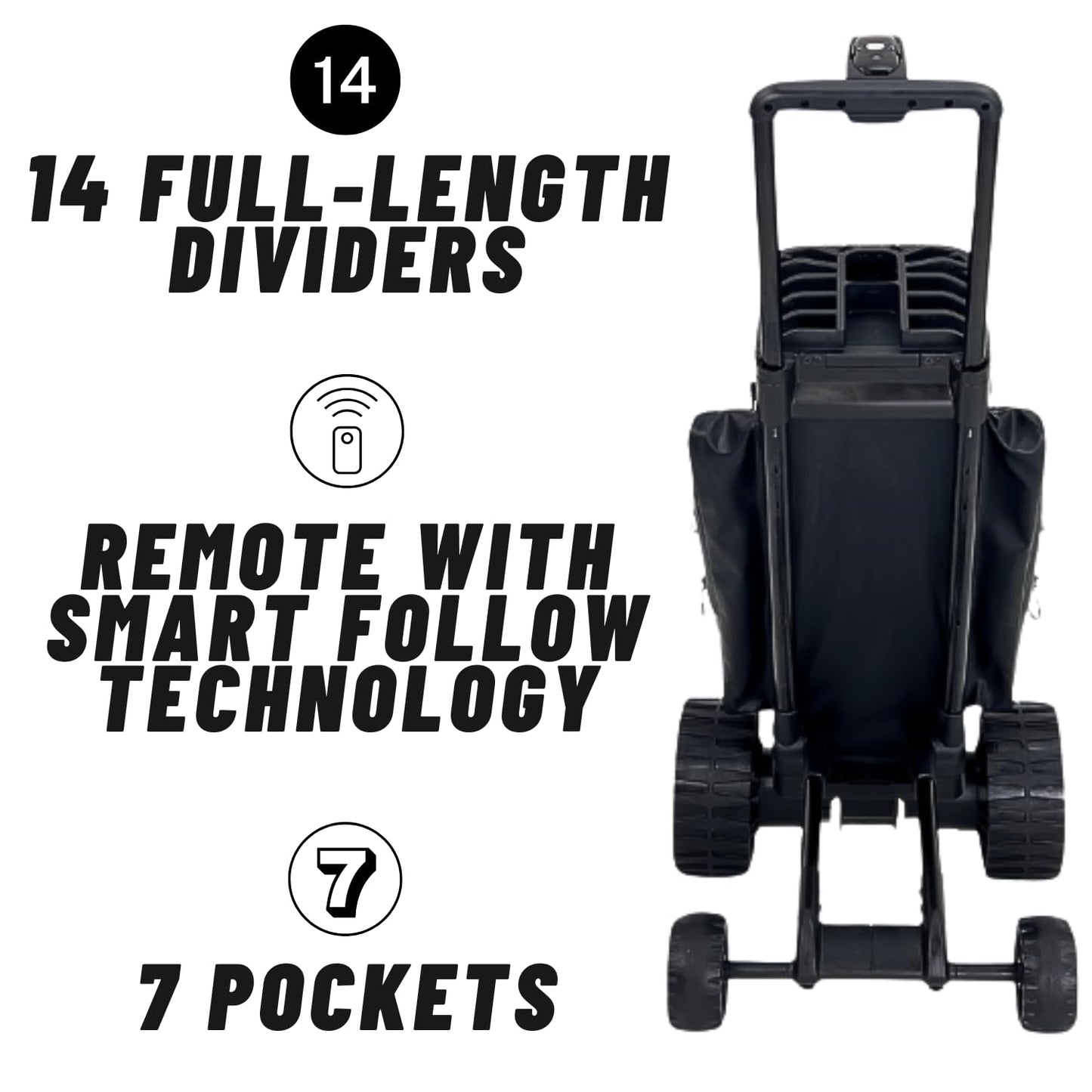 Zero Friction Stride - Remote and Follow Me Electric Golf Bag and Trolley Cart (Black)
