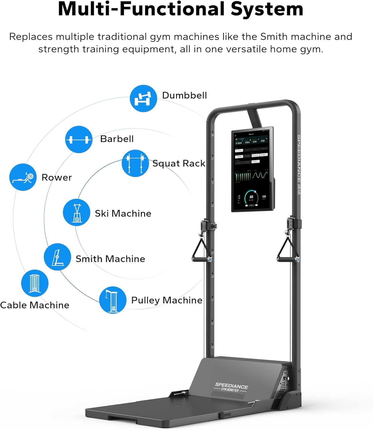 Speediance Home Gym Machine, Gym Monster Smart Home Gym System, Multifunctional Smith Machine, Full Body Strength Training Power Cage, All-in-one Cable Machine for Home Workout, Fitness Machine