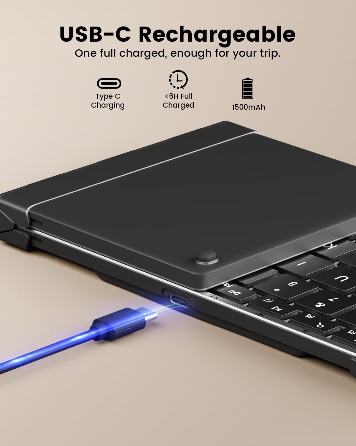 ProtoArc Backlit Foldable Keyboard, XK01 Plus Folding Portable Bluetooth Keyboard for Travel, True Full Size External Wireless Keyboards with Backlight for iPad Tablet Smartphone Laptop PC