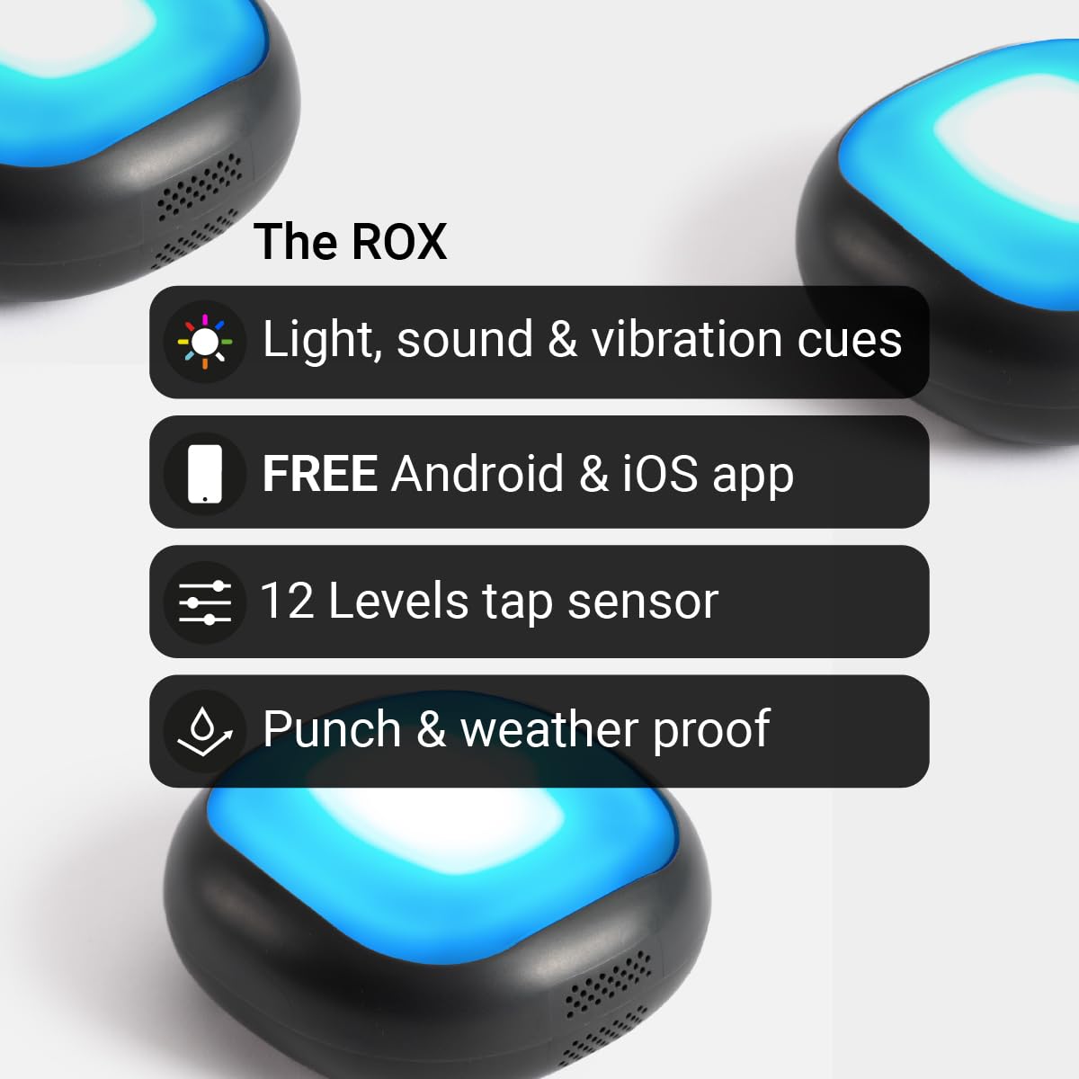 A-Champs ROX Training Kit – LED Light Pods with Light, Sound & Vibration Signals & Free App for Speed, Agility, Reaction & Cognitive Training – Perfect for Athletes, Coaches, Fitness & Rehab (3-Pack)