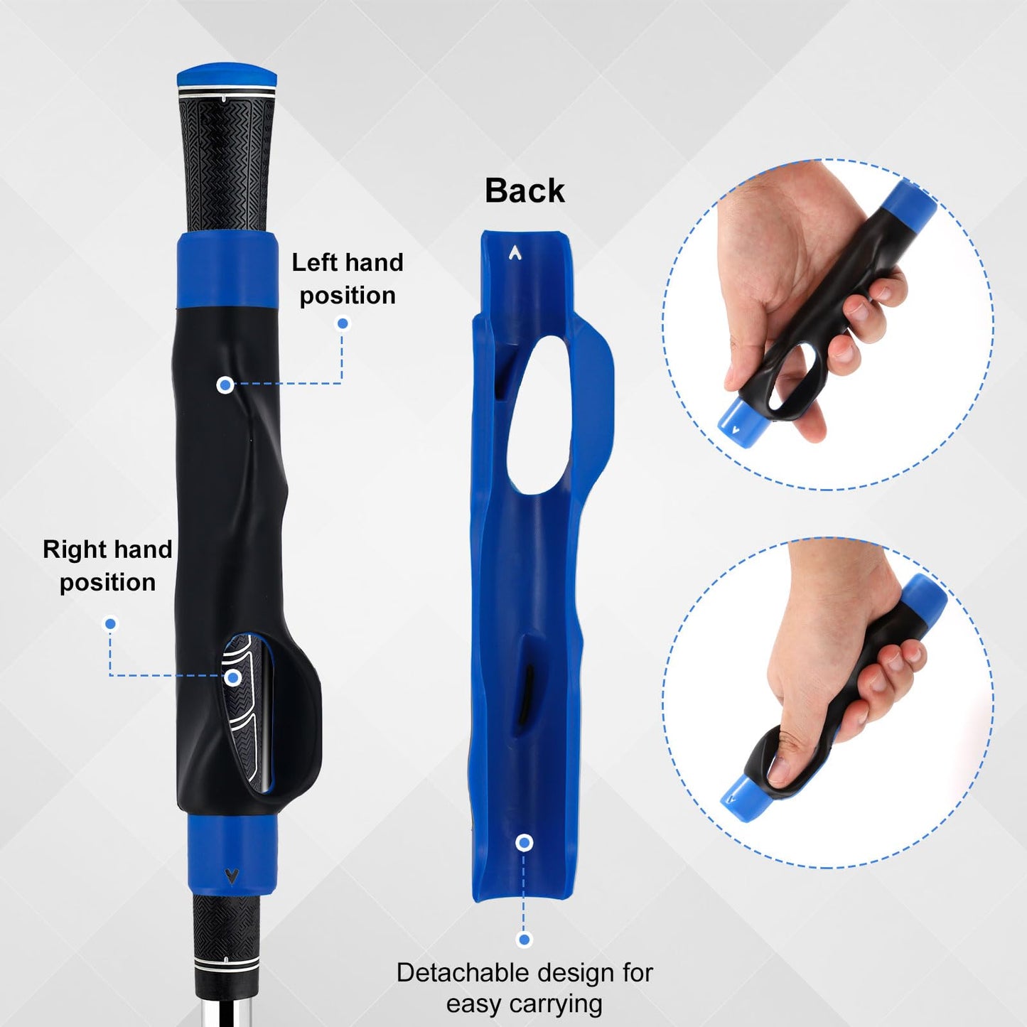PEUTIER Golf Grip Trainer, Golf Training Aid Right Hand Lightweight Golf Swing Trainer Anti-Slip Golf Wrist Trainer Golf Swing Aid for Correct Hand Position & Grasp, Medium, blue