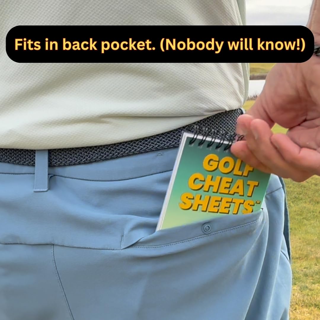 Golf Cheat Sheets β Guide for Golf Swing Improvement - 175+ Essential Tips for 36 Different Shots β Waterproof and Durable Pocket Golf Training Aid - Ultimate Golf Accessories for Golf Swing Training