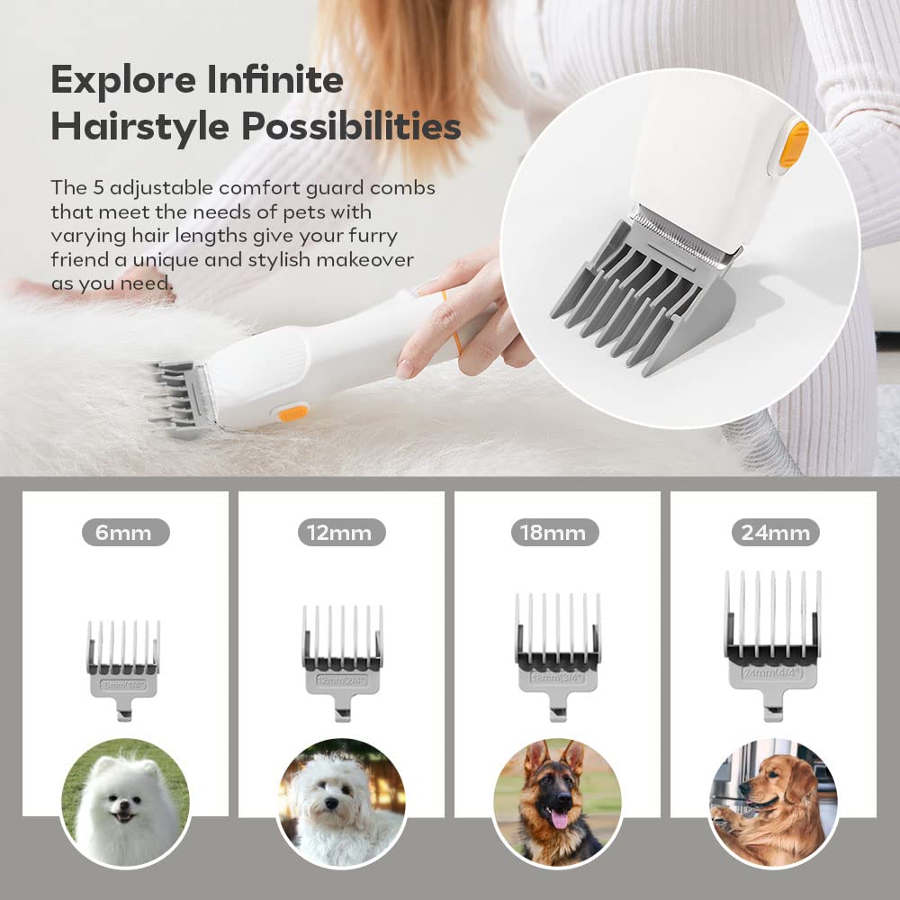 Dog Grooming Kit, Pet Grooming Vacuum Suction 99% Pet Hair with HEPA Technology, Dog Clippers 5-in-1 Pet Grooming Tools, 2L Large Capacity, 60dB Low Noise Orange