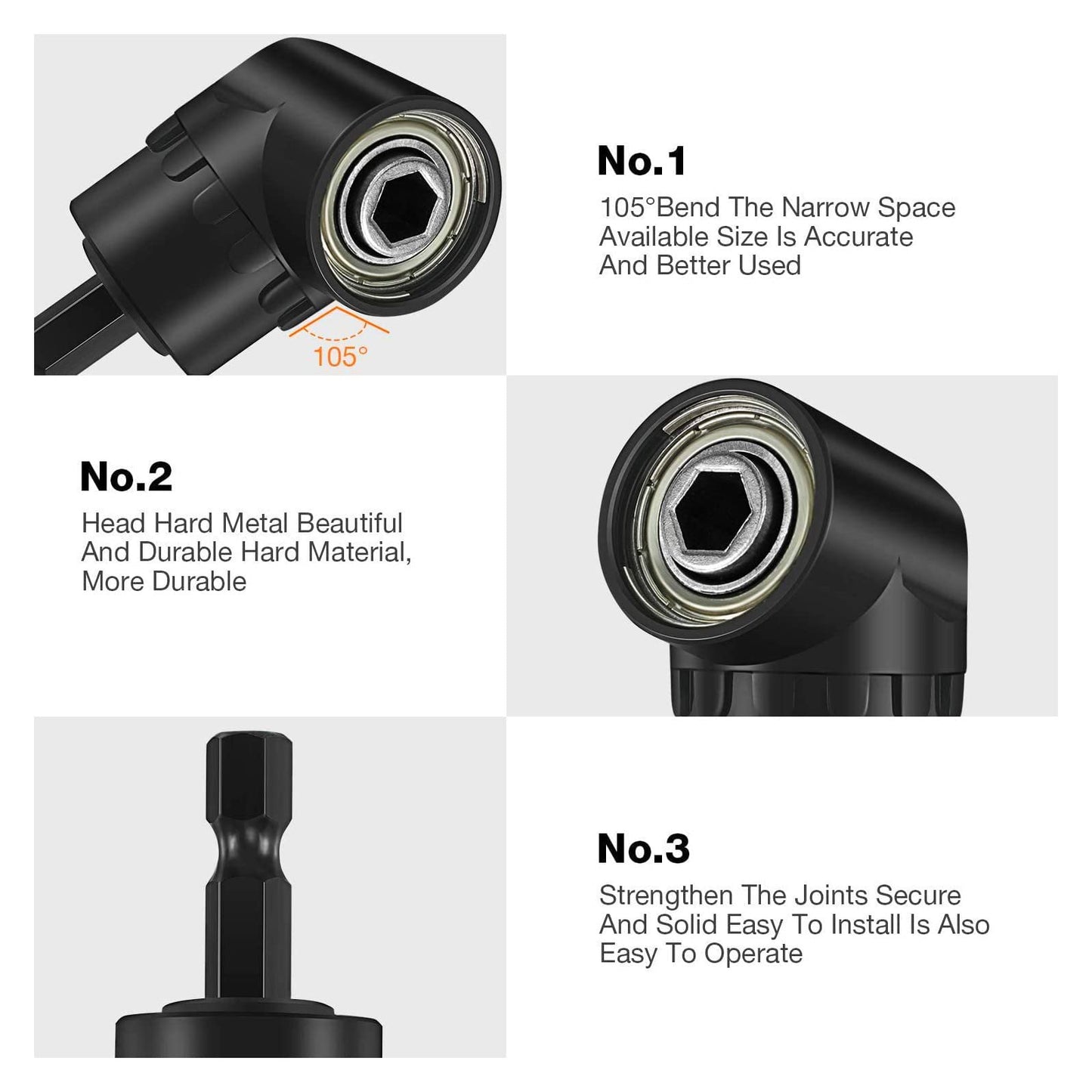 17Pcs Flexible Drill Bit Extension, Include 3Pcs Rotatable Socket Adapter 2Pcs Hex Shank 105° Right Angle Drill Attachment 10 Short Screwdriver Bits 90° Angled Bits and Bendable Drill Bit Extension