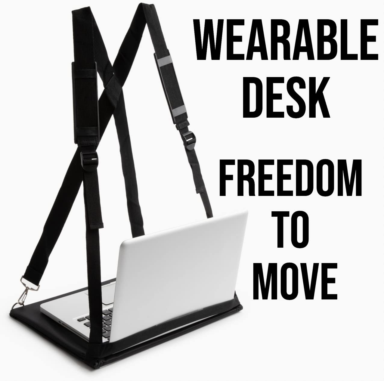 TopOffice Laptop Harness, Standing Laptop Harness, Mobile Walking Laptop Carrier, Adjustable Desk, Portable Laptop Stand, Hands Free Wearable Desk for Laptop (13") or Notebook