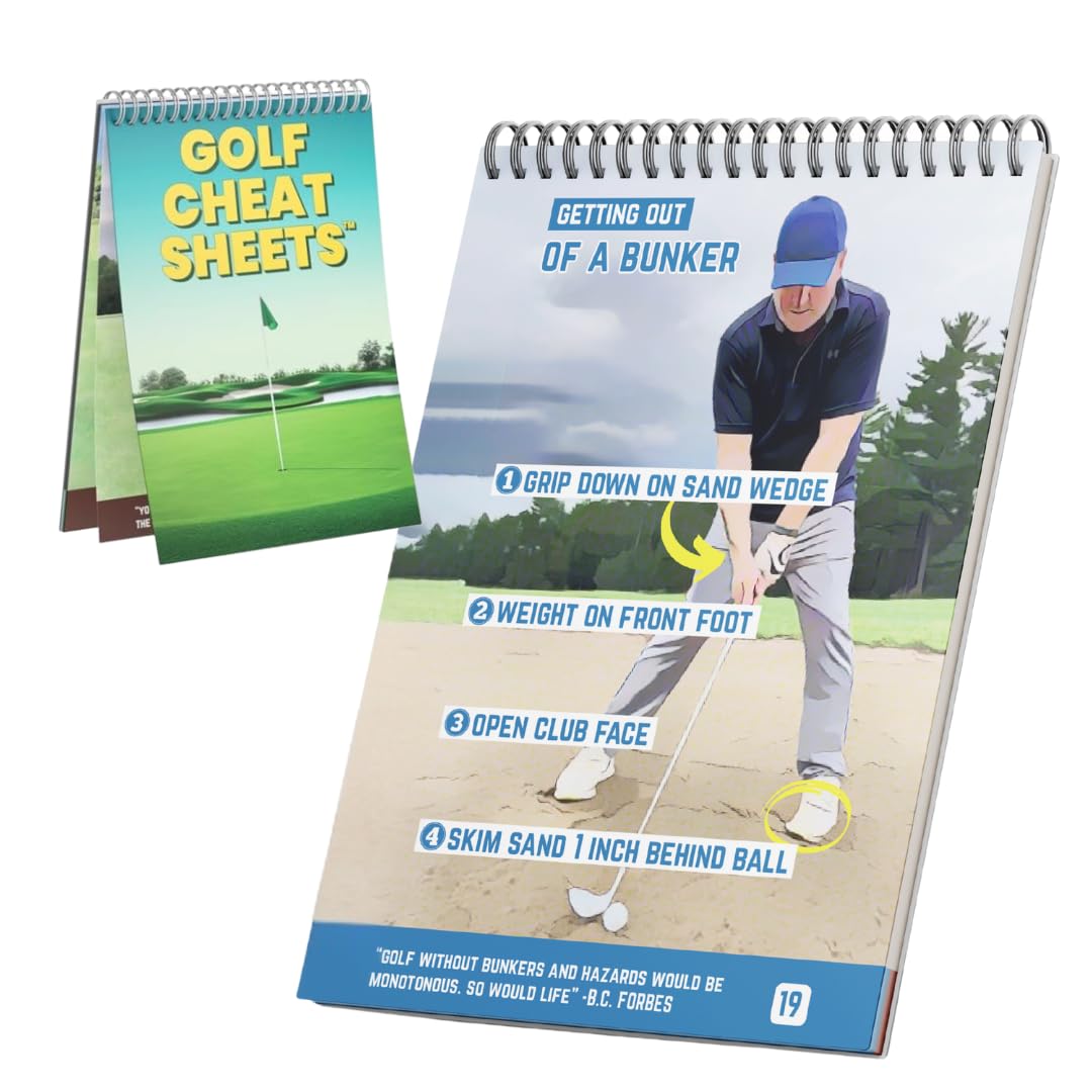 Golf Cheat Sheets β Guide for Golf Swing Improvement - 175+ Essential Tips for 36 Different Shots β Waterproof and Durable Pocket Golf Training Aid - Ultimate Golf Accessories for Golf Swing Training