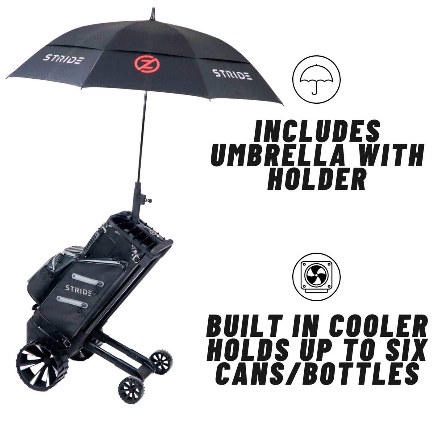 Zero Friction Stride - Remote and Follow Me Electric Golf Bag and Trolley Cart (Black)