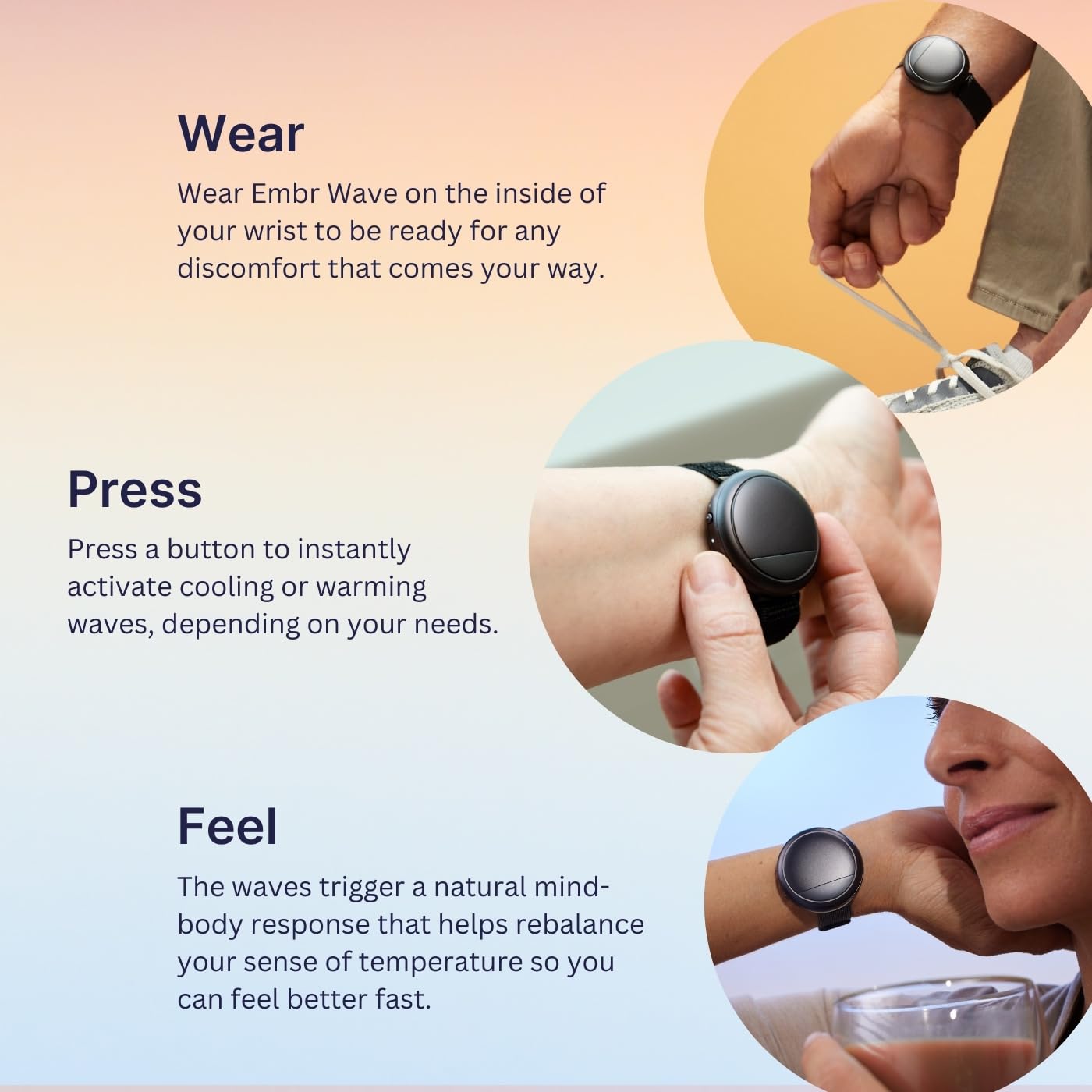 Embr Wave Cooling Bracelet - Warming Bracelet - Personalized Thermal Relief - Manage Hot Flashes, Night Sweats, Sleep, Tension - FSA HSA Eligible - Clinically Proven - Rechargeable - Black