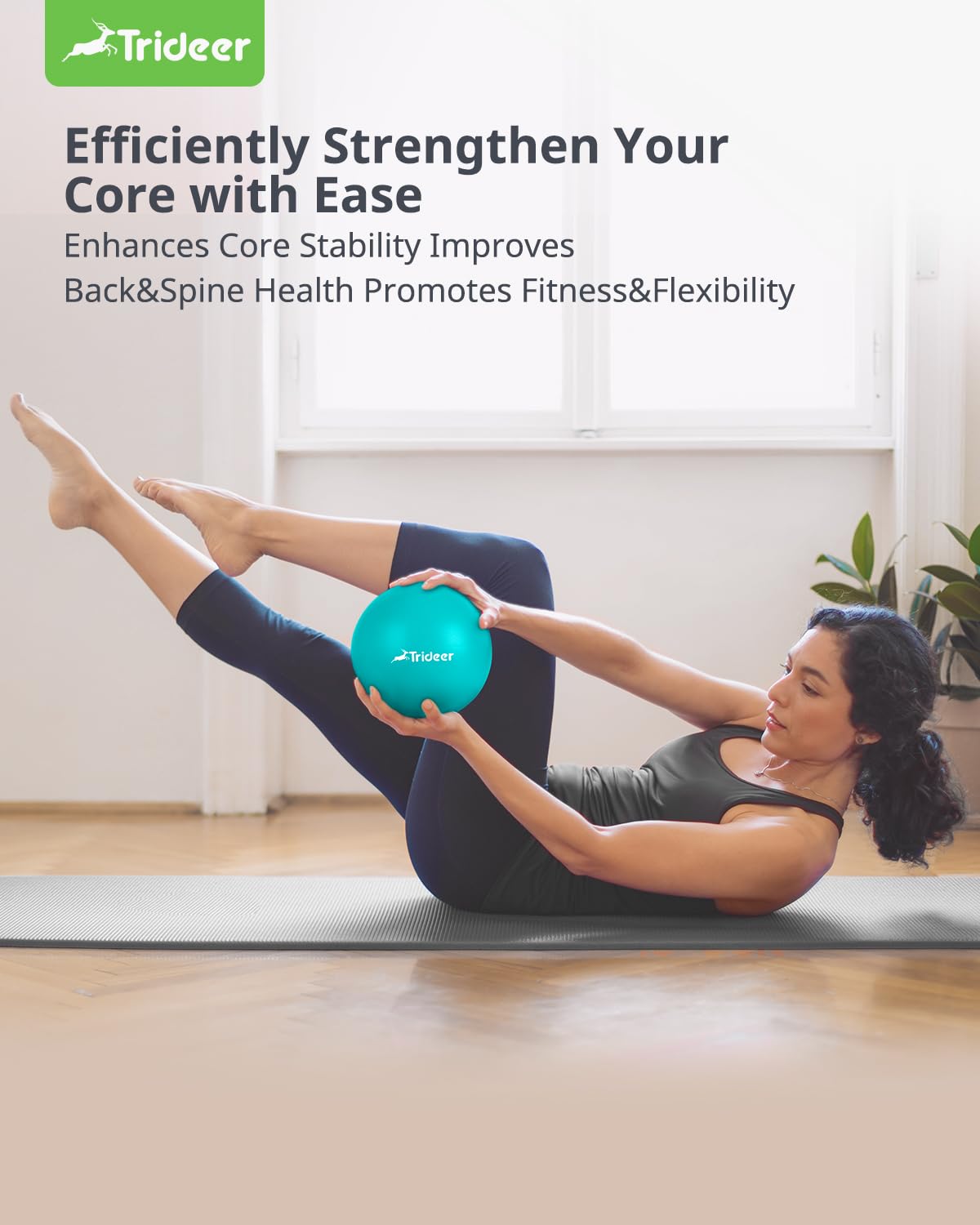 Trideer 9-Inch Pilates Ball with Exercise Guide for Core Strength, Yoga, Stability, Stretching & Physical Therapy
