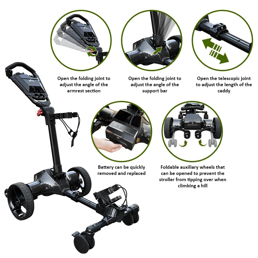 Icango caddy G3 Electric Golf cart,Electric Golf Caddy That Follows You,Anti-Tipping, 45H Battery, 3-Motion Folding Design, All-Terrain (App/Remote/Manual Control), Black