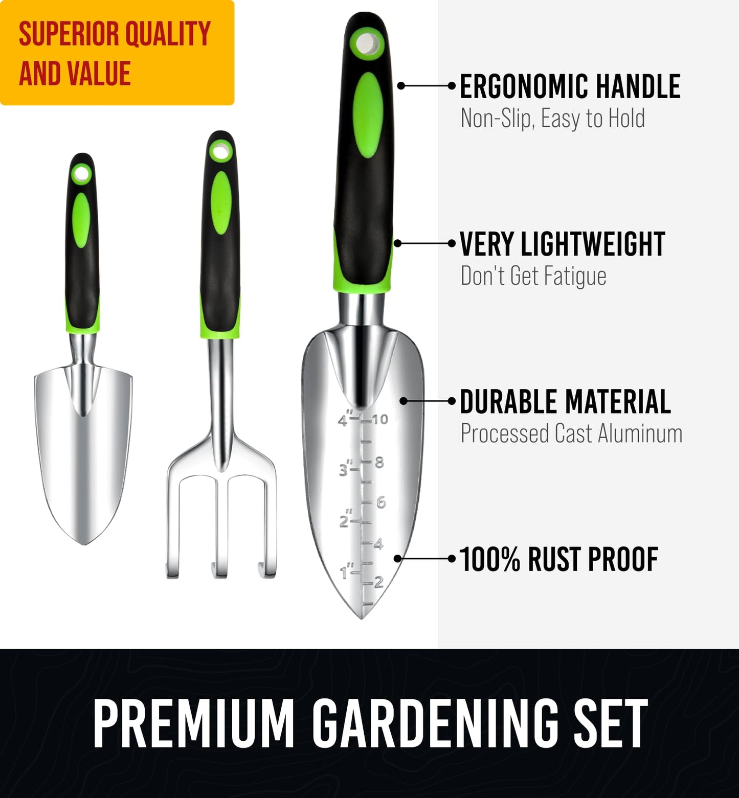 GROWIT Heavy Duty Gardening Tools - 22-Piece Gardening Gifts for Women, Mom, Men - Durable, Ergonomic Garden Tool Set
