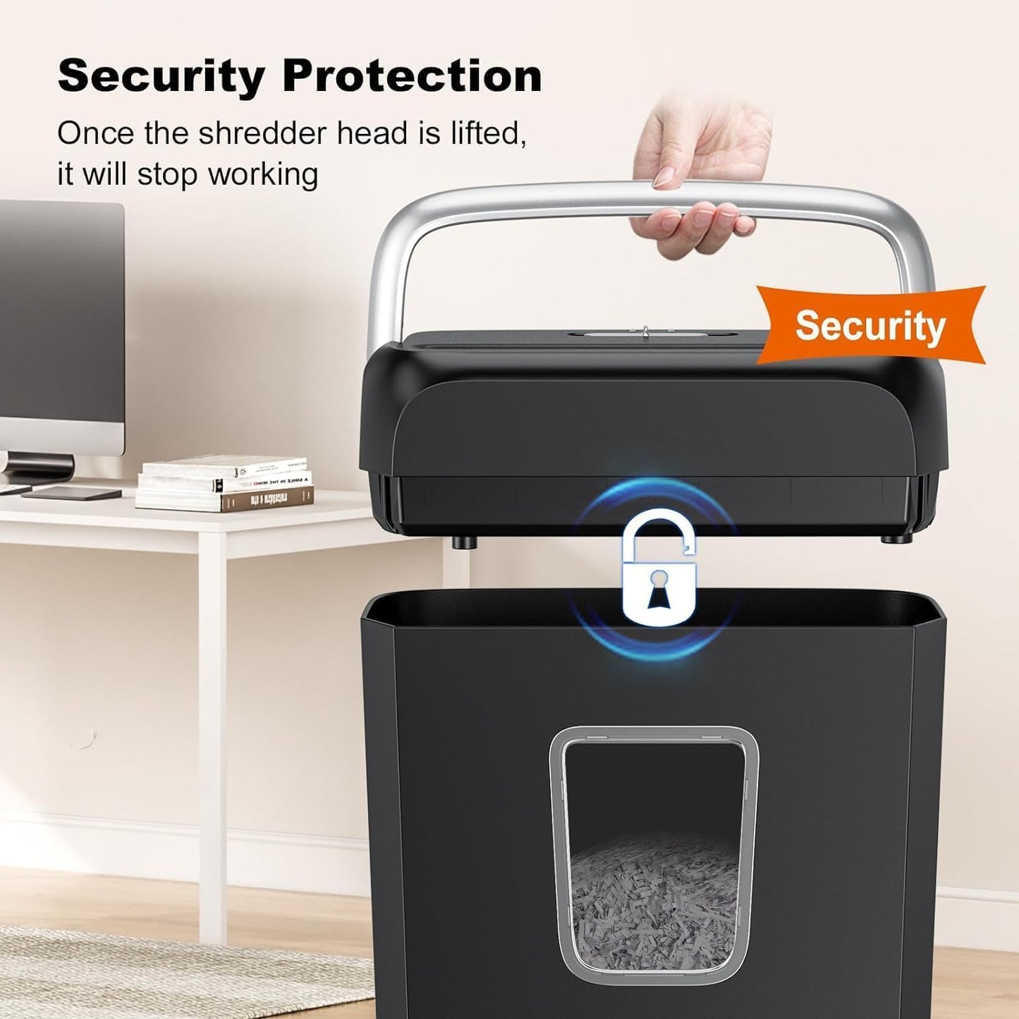 Bonsaii Paper Shredder for Home Use, 3.4 Gal Wastebasket, 6 Sheet Crosscut Paper Credit Cards, Staples, and Clips Shredder for Home Office Use, Portable Handle Design (C237-B New Version)