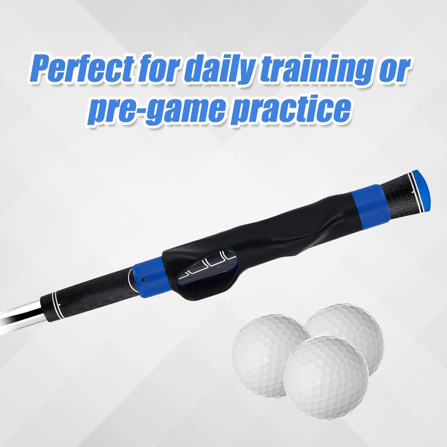 PEUTIER Golf Grip Trainer, Golf Training Aid Right Hand Lightweight Golf Swing Trainer Anti-Slip Golf Wrist Trainer Golf Swing Aid for Correct Hand Position & Grasp, Medium, blue