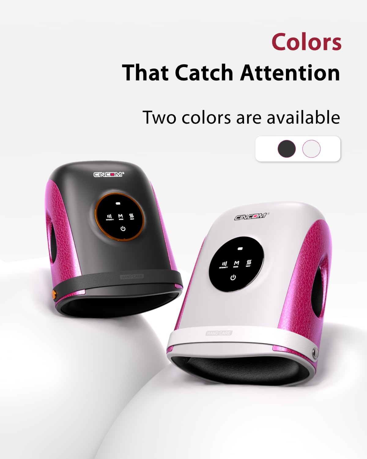 CINCOM Hand Massager with Heat and Compression, Finger and Palm Massage Machine for Pain Relief, Arthritis and Improved Circulation, Gifts for Women, Cordless and Rechargeable (White)