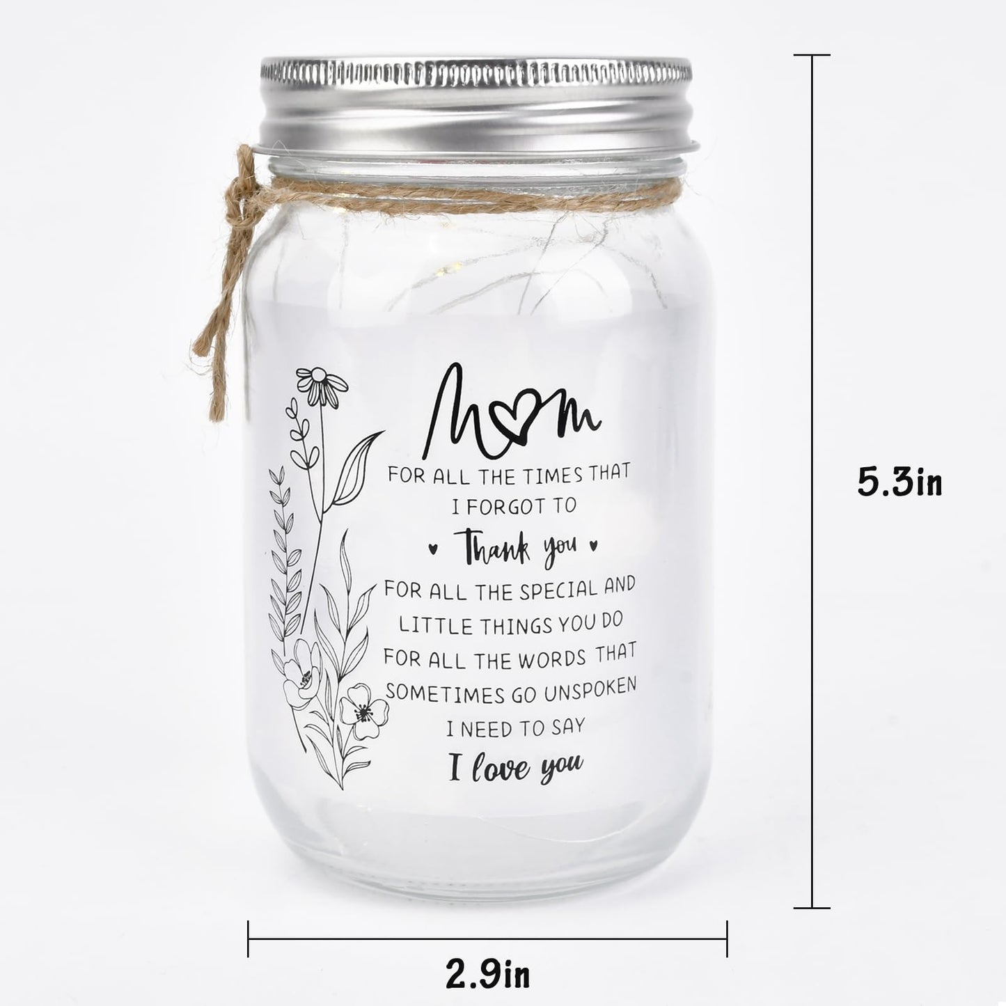 KUCHEY Mothers Day Gifts for Mom from Daughter Son, Mason Jar Night Lights, Birthday Gifts for Mom, Home Decorations Night