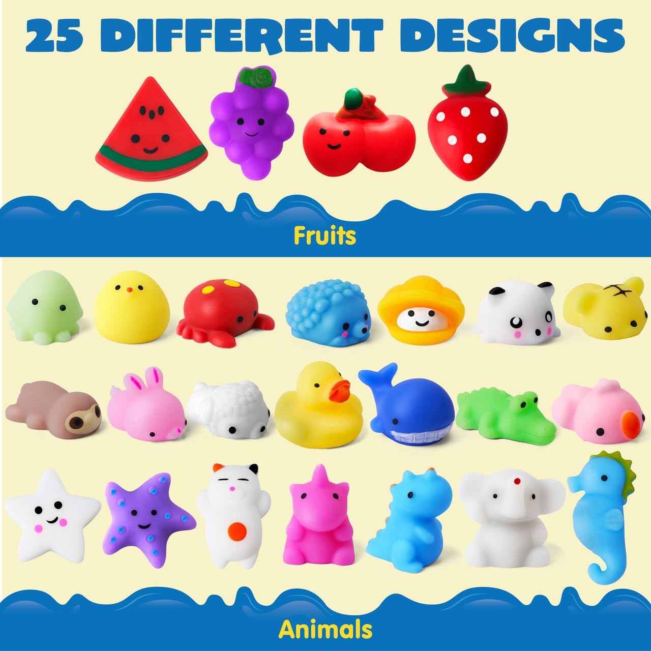 JOYIN Mochi Squishy Toys Set, Random 25 Pack Mini Mochi, Party Favors for Kids, Kawaii Squishy, Stress Relief Toys, Basket Stuffers, Goodie Bags Fillers, Birthday Gifts, Classroom Prizes