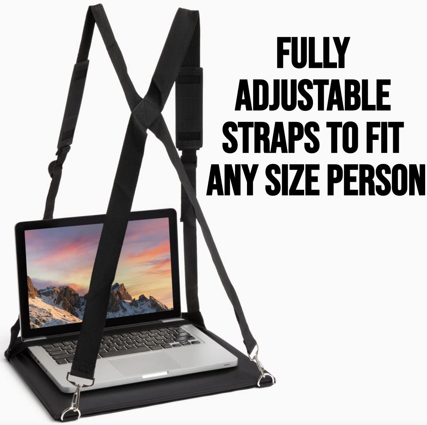 TopOffice Laptop Harness, Standing Laptop Harness, Mobile Walking Laptop Carrier, Adjustable Desk, Portable Laptop Stand, Hands Free Wearable Desk for Laptop (13") or Notebook